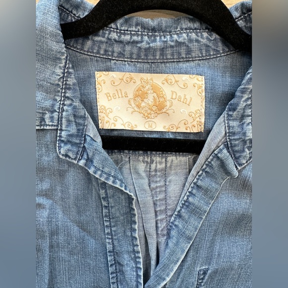 Bella Dahl Denim jeans button down collar blouse tencel shirt - Picture 10 of 12